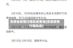 安徽省疫情行程轨迹查询(安徽疫情 行程轨迹)