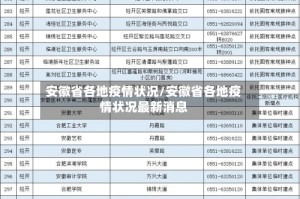 安徽省各地疫情状况/安徽省各地疫情状况最新消息